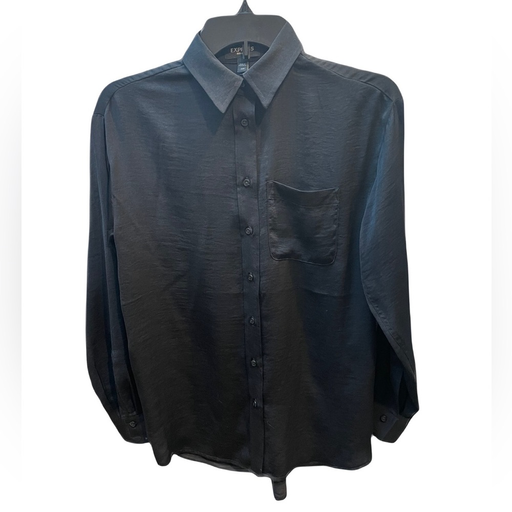 ❤️ EXPRESS BLACK RELAXED SATIN SHIRT SIZE XXS